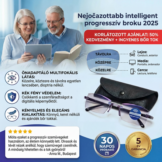 Inteligentní Progresivní Blu Brýle™ – Vidění na blízko, střední vzdálenost i dálku v jedněch brýlích (Nevyžadují dioptrie, obsahují pouzdro a 30DENNÍ ZARUČENOU ZKUŠEBNÍ DOBU)